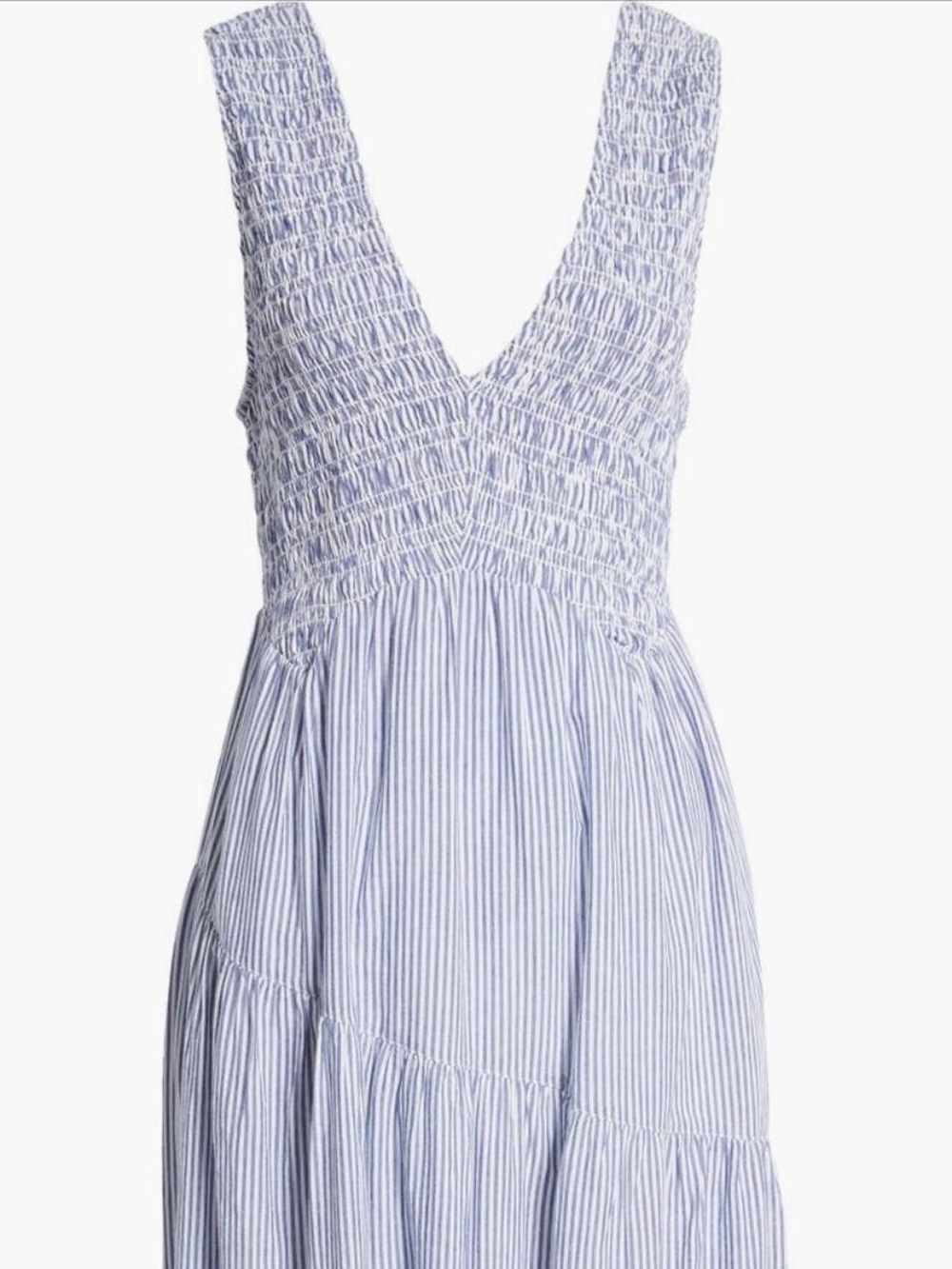 Free People Juno Maxi Dress Blue White Stripe Smocked Open Back Size Small boho - Picture 5 of 11